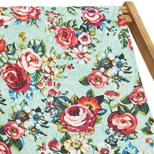 Vent De Bohème Bains De Soleil Et Chaises Longues Chilienne Pliante En Acacia Et Imprimé Fleuri Graphique 4 Vent De Bohème Bains De Soleil Et Chaises Longues Chilienne Pliante En Acacia Et Imprimé Fleuri Graphique – Image 2