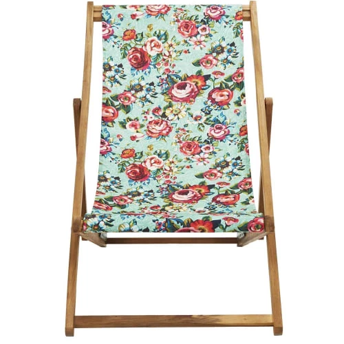 Vent De Bohème Bains De Soleil Et Chaises Longues Chilienne Pliante En Acacia Et Imprimé Fleuri Graphique 5 Vent De Bohème Bains De Soleil Et Chaises Longues Chilienne Pliante En Acacia Et Imprimé Fleuri Graphique – Image 3