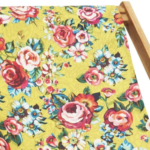 Vent De Bohème Bains De Soleil Et Chaises Longues Chilienne Pliante En Acacia Et Imprimé Fleuri Jaune 5 Vent De Bohème Bains De Soleil Et Chaises Longues Chilienne Pliante En Acacia Et Imprimé Fleuri Jaune – Image 3
