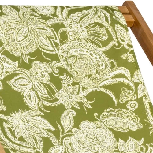 Vent De Bohème Bains De Soleil Et Chaises Longues Chilienne Pliante En Acacia Et Imprimé Fleuri Kaki 5 Vent De Bohème Bains De Soleil Et Chaises Longues Chilienne Pliante En Acacia Et Imprimé Fleuri Kaki – Image 3