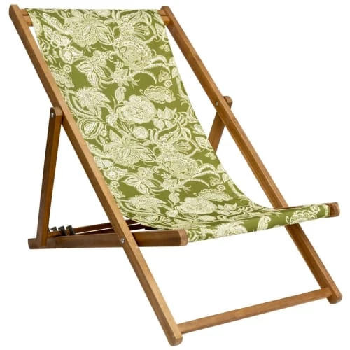 Vent De Bohème Bains De Soleil Et Chaises Longues Chilienne Pliante En Acacia Et Imprimé Fleuri Kaki 3 Vent De Bohème Bains De Soleil Et Chaises Longues Chilienne Pliante En Acacia Et Imprimé Fleuri Kaki