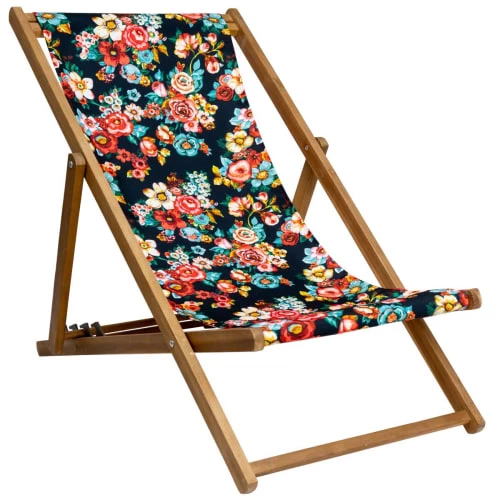 Vent De Bohème Bains De Soleil Et Chaises Longues Chilienne Pliante En Acacia Et Imprimé Fleuri Nuit 3 Vent De Bohème Bains De Soleil Et Chaises Longues Chilienne Pliante En Acacia Et Imprimé Fleuri Nuit