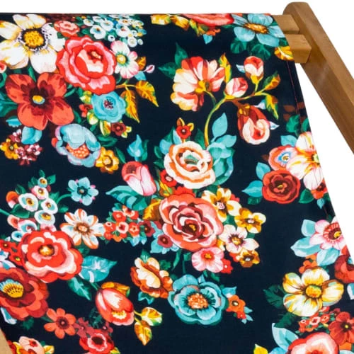 Vent De Bohème Bains De Soleil Et Chaises Longues Chilienne Pliante En Acacia Et Imprimé Fleuri Nuit 5 Vent De Bohème Bains De Soleil Et Chaises Longues Chilienne Pliante En Acacia Et Imprimé Fleuri Nuit – Image 3