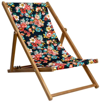 Vent De Bohème Bains De Soleil Et Chaises Longues Chilienne Pliante En Acacia Et Imprimé Fleuri Turquoise 7 Vent De Bohème Bains De Soleil Et Chaises Longues Chilienne Pliante En Acacia Et Imprimé Fleuri Turquoise – Image 5
