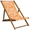 Vent De Bohème Bains De Soleil Et Chaises Longues Chilienne Pliante En Acacia Et Imprimé Fleuri Orange -Fauteuils de jardin Soldes Boutique chilienne pliante en acacia et imprime fleuri orange