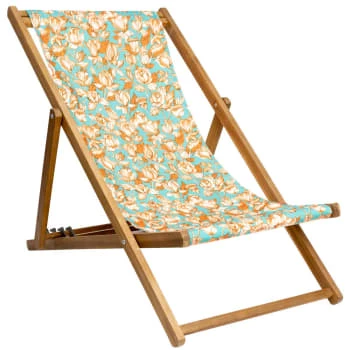 Vent De Bohème Bains De Soleil Et Chaises Longues Chilienne Pliante En Acacia Et Imprimé Fleuri Jaune 8 Vent De Bohème Bains De Soleil Et Chaises Longues Chilienne Pliante En Acacia Et Imprimé Fleuri Jaune – Image 6