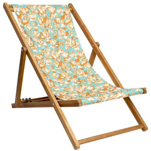 Vent De Bohème Bains De Soleil Et Chaises Longues Chilienne Pliante En Acacia Et Imprimé Fleuri Orange 3 Vent De Bohème Bains De Soleil Et Chaises Longues Chilienne Pliante En Acacia Et Imprimé Fleuri Orange