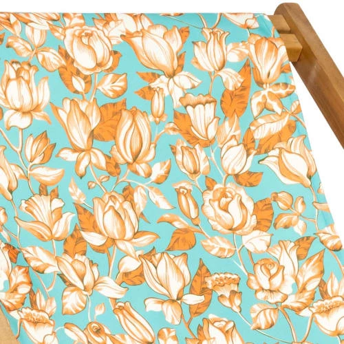 Vent De Bohème Bains De Soleil Et Chaises Longues Chilienne Pliante En Acacia Et Imprimé Fleuri Orange 5 Vent De Bohème Bains De Soleil Et Chaises Longues Chilienne Pliante En Acacia Et Imprimé Fleuri Orange – Image 3
