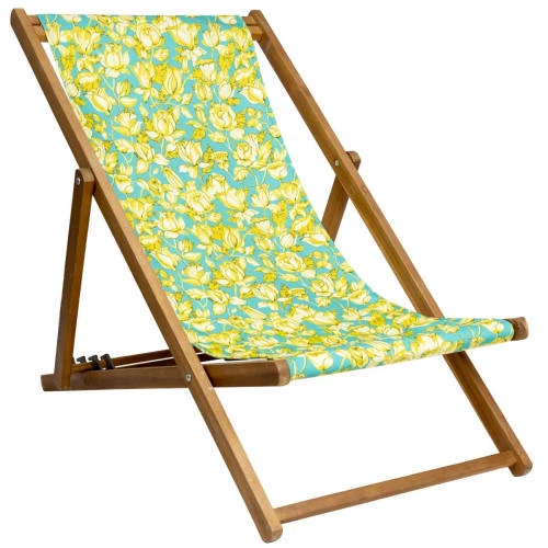Vent De Bohème Bains De Soleil Et Chaises Longues Chilienne Pliante En Acacia Et Imprimé Fleuri Turquoise 3 Vent De Bohème Bains De Soleil Et Chaises Longues Chilienne Pliante En Acacia Et Imprimé Fleuri Turquoise