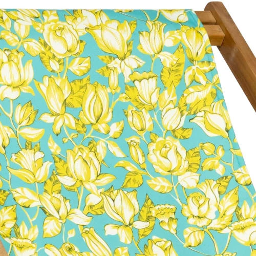 Vent De Bohème Bains De Soleil Et Chaises Longues Chilienne Pliante En Acacia Et Imprimé Fleuri Turquoise 4 Vent De Bohème Bains De Soleil Et Chaises Longues Chilienne Pliante En Acacia Et Imprimé Fleuri Turquoise – Image 2