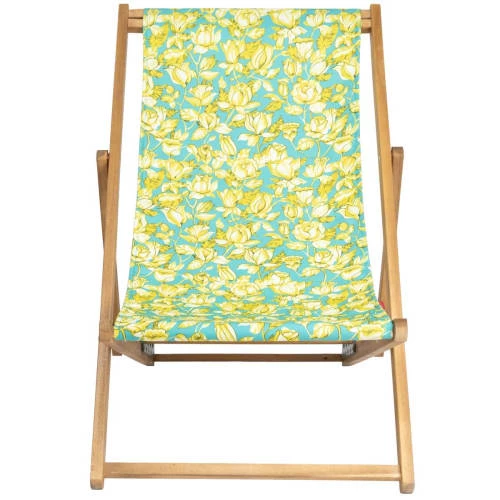 Vent De Bohème Bains De Soleil Et Chaises Longues Chilienne Pliante En Acacia Et Imprimé Fleuri Turquoise 5 Vent De Bohème Bains De Soleil Et Chaises Longues Chilienne Pliante En Acacia Et Imprimé Fleuri Turquoise – Image 3