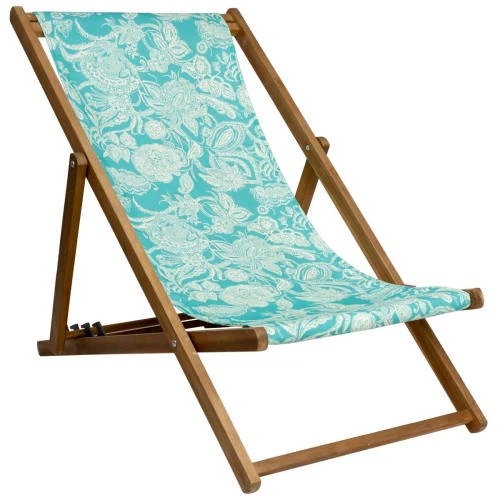 Vent De Bohème Bains De Soleil Et Chaises Longues Chilienne Pliante En Acacia Et Imprimé Fleuri Turquoise 3 Vent De Bohème Bains De Soleil Et Chaises Longues Chilienne Pliante En Acacia Et Imprimé Fleuri Turquoise