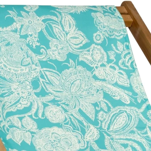 Vent De Bohème Bains De Soleil Et Chaises Longues Chilienne Pliante En Acacia Et Imprimé Fleuri Turquoise 4 Vent De Bohème Bains De Soleil Et Chaises Longues Chilienne Pliante En Acacia Et Imprimé Fleuri Turquoise – Image 2