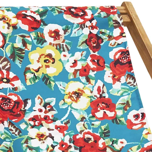 Vent De Bohème Bains De Soleil Et Chaises Longues Chilienne Pliante En Acacia Et Imprimé Fleuri Vert 4 Vent De Bohème Bains De Soleil Et Chaises Longues Chilienne Pliante En Acacia Et Imprimé Fleuri Vert – Image 2