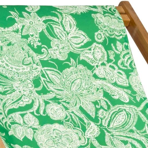 Vent De Bohème Bains De Soleil Et Chaises Longues Chilienne Pliante En Acacia Et Imprimé Fleuri Vert 5 Vent De Bohème Bains De Soleil Et Chaises Longues Chilienne Pliante En Acacia Et Imprimé Fleuri Vert – Image 3