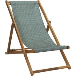 Vent De Bohème Bains De Soleil Et Chaises Longues Chilienne Pliante En Acacia Et Imprimé Graphique Doré
