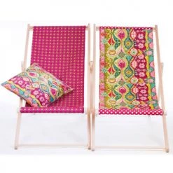 Vent De Bohème Bains De Soleil Et Chaises Longues Chilienne Pliante En Acacia Et Imprimé Graphique Et Fleuri -Fauteuils de jardin Soldes Boutique chilienne pliante en acacia et imprime graphique et fleuri 4
