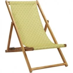 Vent De Bohème Bains De Soleil Et Chaises Longues Chilienne Pliante En Acacia Et Imprimé Graphique Jaune