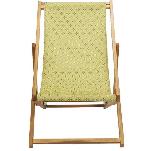Vent De Bohème Bains De Soleil Et Chaises Longues Chilienne Pliante En Acacia Et Imprimé Graphique Jaune 5 Vent De Bohème Bains De Soleil Et Chaises Longues Chilienne Pliante En Acacia Et Imprimé Graphique Jaune – Image 3