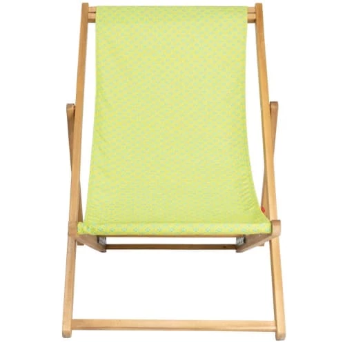 Vent De Bohème Bains De Soleil Et Chaises Longues Chilienne Pliante En Acacia Et Imprimé Graphique Jaune 5 Vent De Bohème Bains De Soleil Et Chaises Longues Chilienne Pliante En Acacia Et Imprimé Graphique Jaune – Image 3