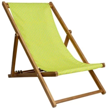 Vent De Bohème Bains De Soleil Et Chaises Longues Chilienne Pliante En Acacia Et Imprimé Graphique Jaune 6 Vent De Bohème Bains De Soleil Et Chaises Longues Chilienne Pliante En Acacia Et Imprimé Graphique Jaune – Image 4