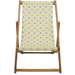 Vent De Bohème Bains De Soleil Et Chaises Longues Chilienne Pliante En Acacia Et Imprimé Graphique Jaune -Fauteuils de jardin Soldes Boutique chilienne pliante en acacia et imprime graphique jaune 9