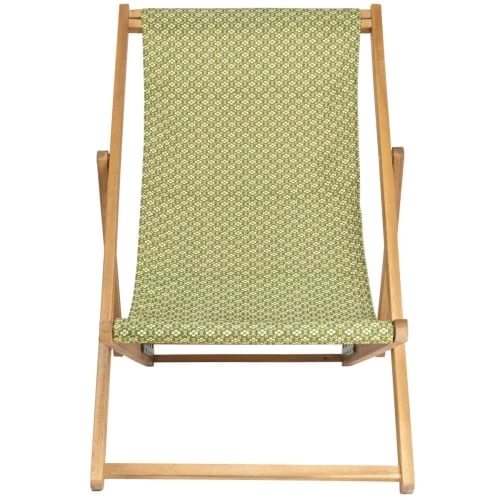 Vent De Bohème Bains De Soleil Et Chaises Longues Chilienne Pliante En Acacia Et Imprimé Graphique Kaki 5 Vent De Bohème Bains De Soleil Et Chaises Longues Chilienne Pliante En Acacia Et Imprimé Graphique Kaki – Image 3