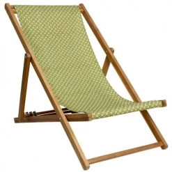 Vent De Bohème Bains De Soleil Et Chaises Longues Chilienne Pliante En Acacia Et Imprimé Graphique Kaki