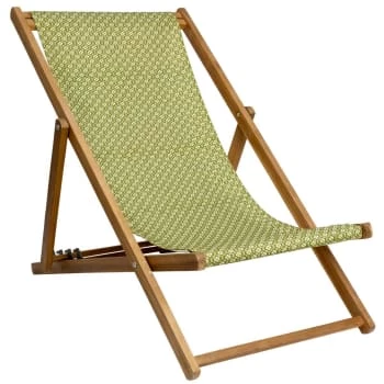 Vent De Bohème Bains De Soleil Et Chaises Longues Chilienne Pliante En Acacia Et Imprimé Graphique Kaki 8 Vent De Bohème Bains De Soleil Et Chaises Longues Chilienne Pliante En Acacia Et Imprimé Graphique Kaki – Image 6