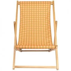 Vent De Bohème Bains De Soleil Et Chaises Longues Chilienne Pliante En Acacia Et Imprimé Graphique Orange -Fauteuils de jardin Soldes Boutique chilienne pliante en acacia et imprime graphique orange 3