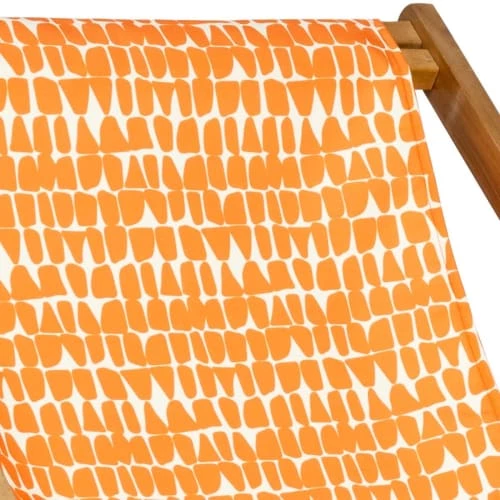 Vent De Bohème Bains De Soleil Et Chaises Longues Chilienne Pliante En Acacia Et Imprimé Graphique Orange 4 Vent De Bohème Bains De Soleil Et Chaises Longues Chilienne Pliante En Acacia Et Imprimé Graphique Orange – Image 2