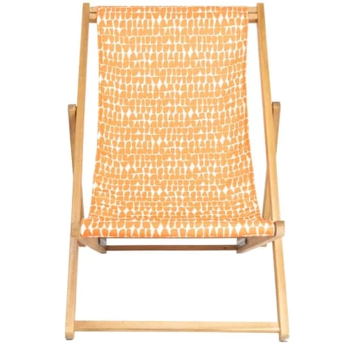 Vent De Bohème Bains De Soleil Et Chaises Longues Chilienne Pliante En Acacia Et Imprimé Graphique Orange 5 Vent De Bohème Bains De Soleil Et Chaises Longues Chilienne Pliante En Acacia Et Imprimé Graphique Orange – Image 3