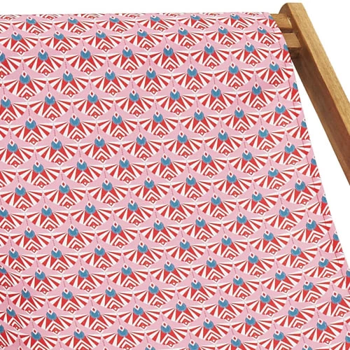 Vent De Bohème Bains De Soleil Et Chaises Longues Chilienne Pliante En Acacia Et Imprimé Graphique Rose 4 Vent De Bohème Bains De Soleil Et Chaises Longues Chilienne Pliante En Acacia Et Imprimé Graphique Rose – Image 2