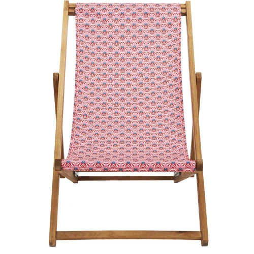 Vent De Bohème Bains De Soleil Et Chaises Longues Chilienne Pliante En Acacia Et Imprimé Graphique Rose 5 Vent De Bohème Bains De Soleil Et Chaises Longues Chilienne Pliante En Acacia Et Imprimé Graphique Rose – Image 3