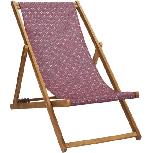 Vent De Bohème Bains De Soleil Et Chaises Longues Chilienne Pliante En Acacia Et Imprimé Graphique Rouge 3 Vent De Bohème Bains De Soleil Et Chaises Longues Chilienne Pliante En Acacia Et Imprimé Graphique Rouge
