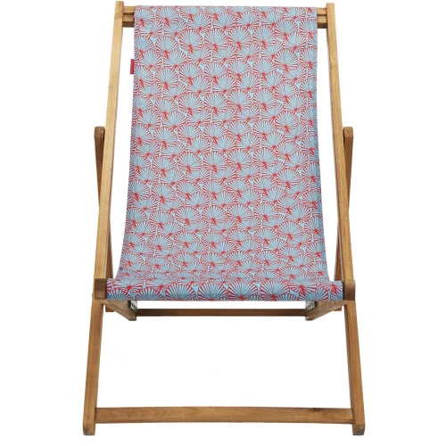 Vent De Bohème Bains De Soleil Et Chaises Longues Chilienne Pliante En Acacia Et Imprimé Graphique Turquoise 5 Vent De Bohème Bains De Soleil Et Chaises Longues Chilienne Pliante En Acacia Et Imprimé Graphique Turquoise – Image 3