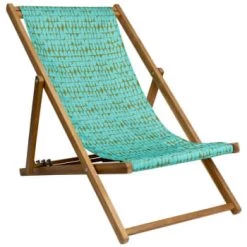 Vent De Bohème Bains De Soleil Et Chaises Longues Chilienne Pliante En Acacia Et Imprimé Graphique Turquoise -Fauteuils de jardin Soldes Boutique chilienne pliante en acacia et imprime graphique turquoise 17