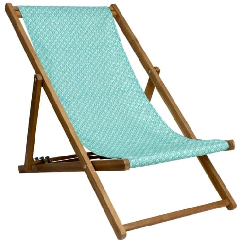 Vent De Bohème Bains De Soleil Et Chaises Longues Chilienne Pliante En Acacia Et Imprimé Graphique Turquoise 3 Vent De Bohème Bains De Soleil Et Chaises Longues Chilienne Pliante En Acacia Et Imprimé Graphique Turquoise