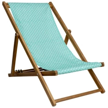 Vent De Bohème Bains De Soleil Et Chaises Longues Chilienne Pliante En Acacia Et Imprimé Graphique Turquoise 7 Vent De Bohème Bains De Soleil Et Chaises Longues Chilienne Pliante En Acacia Et Imprimé Graphique Turquoise – Image 5