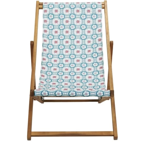 Vent De Bohème Bains De Soleil Et Chaises Longues Chilienne Pliante En Acacia Et Imprimé Graphique Vert 5 Vent De Bohème Bains De Soleil Et Chaises Longues Chilienne Pliante En Acacia Et Imprimé Graphique Vert – Image 3