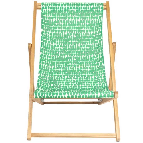 Vent De Bohème Bains De Soleil Et Chaises Longues Chilienne Pliante En Acacia Et Imprimé Graphique Vert 6 Vent De Bohème Bains De Soleil Et Chaises Longues Chilienne Pliante En Acacia Et Imprimé Graphique Vert – Image 4