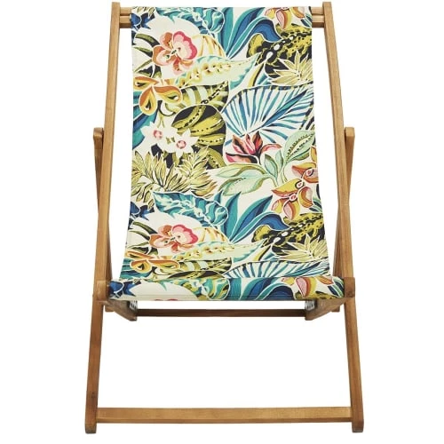 Vent De Bohème Bains De Soleil Et Chaises Longues Chilienne Pliante En Acacia Et Imprimé Tropical 5 Vent De Bohème Bains De Soleil Et Chaises Longues Chilienne Pliante En Acacia Et Imprimé Tropical – Image 3