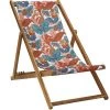 Vent De Bohème Bains De Soleil Et Chaises Longues Chilienne Pliante En Acacia Et Imprimé Tropical Bronze -Fauteuils de jardin Soldes Boutique chilienne pliante en acacia et imprime tropical bronze