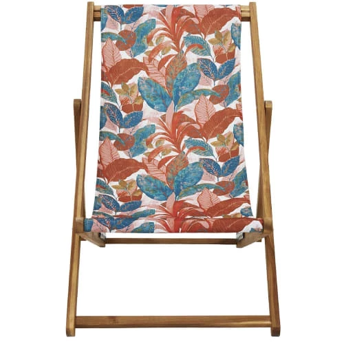 Vent De Bohème Bains De Soleil Et Chaises Longues Chilienne Pliante En Acacia Et Imprimé Tropical Bronze 5 Vent De Bohème Bains De Soleil Et Chaises Longues Chilienne Pliante En Acacia Et Imprimé Tropical Bronze – Image 3