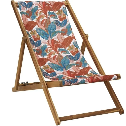 Vent De Bohème Bains De Soleil Et Chaises Longues Chilienne Pliante En Acacia Et Imprimé Tropical Bronze 3 Vent De Bohème Bains De Soleil Et Chaises Longues Chilienne Pliante En Acacia Et Imprimé Tropical Bronze