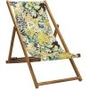 Vent De Bohème Bains De Soleil Et Chaises Longues Chilienne Pliante En Acacia Et Imprimé Tropical Fleuri Jaune -Fauteuils de jardin Soldes Boutique chilienne pliante en acacia et imprime tropical fleuri jaune