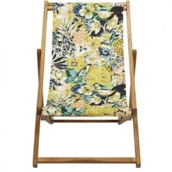 Vent De Bohème Bains De Soleil Et Chaises Longues Chilienne Pliante En Acacia Et Imprimé Tropical Fleuri Jaune 8 Vent De Bohème Bains De Soleil Et Chaises Longues Chilienne Pliante En Acacia Et Imprimé Tropical Fleuri Jaune -Fauteuils de jardin Soldes Boutique chilienne pliante en acacia et imprime tropical fleuri jaune 2