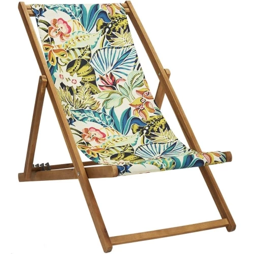 Vent De Bohème Bains De Soleil Et Chaises Longues Chilienne Pliante En Acacia Et Imprimé Tropical 3 Vent De Bohème Bains De Soleil Et Chaises Longues Chilienne Pliante En Acacia Et Imprimé Tropical