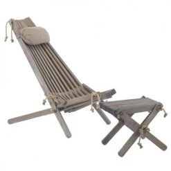 EcoFurn Bains De Soleil Et Chaises Longues Chilienne Scandinave Avec Repose-pieds Pin Gris