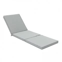 Oviala Matelas Pour Bain De Soleil Coussin Bain De Soleil Polyester Blanc Et Gris 186 X 60 X 5 Cm